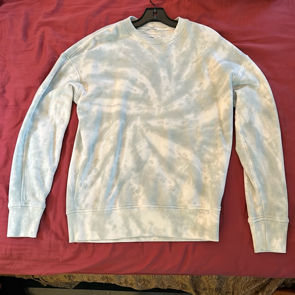 Abercrombie & Fitch Fleece Crew Neck: Tie Dye White and Green, Small